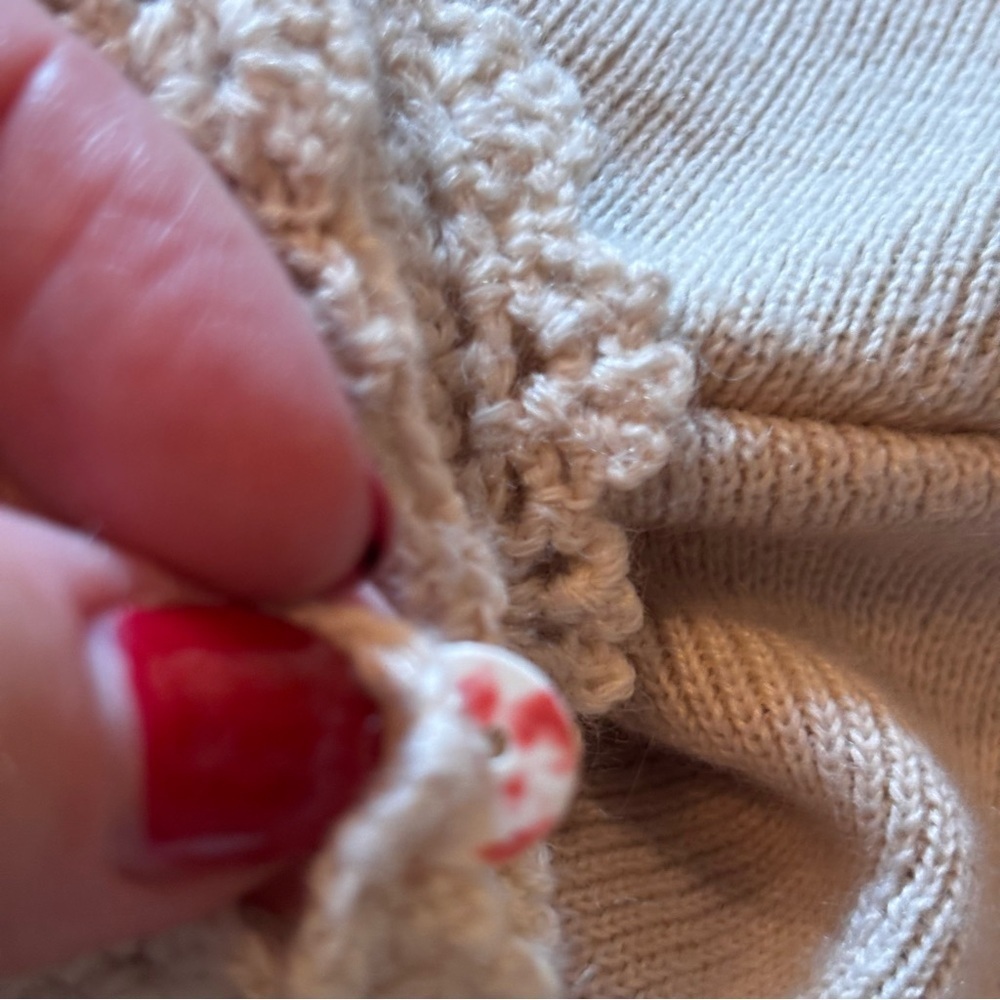 Soft Surroundings Cream Crochet Cowl Neck Sweater, Medium, Cottagecore Prairie - Picture 9 of 11